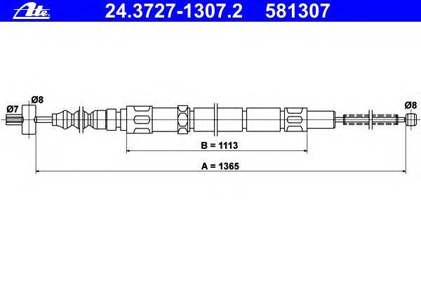 Трос, стояночная тормозная система ATE 24.3727-1307.2