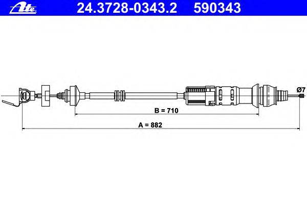 Трос, управление сцеплением ATE 24.3728-0343.2