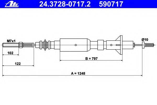 Трос, управление сцеплением ATE 24.3728-0717.2