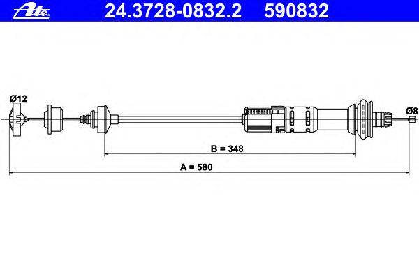 Трос, управление сцеплением ATE 24.3728-0832.2