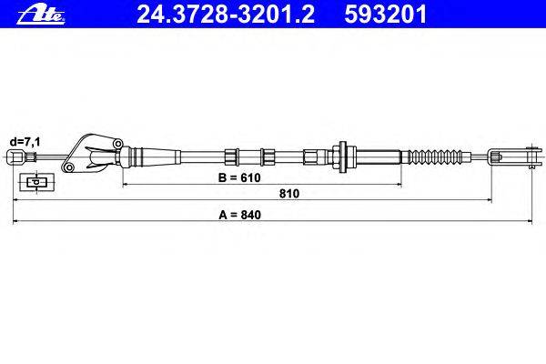 Трос, управление сцеплением ATE 24.3728-3201.2