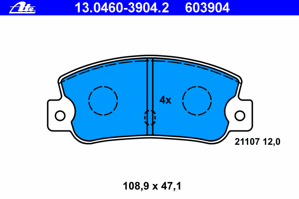 Комплект тормозных колодок, дисковый тормоз ATE 13.0460-3904.2