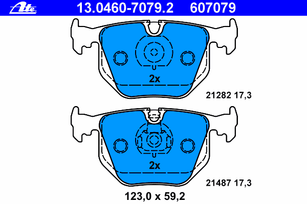 Комплект тормозных колодок, дисковый тормоз ATE 13.0460-7079.2