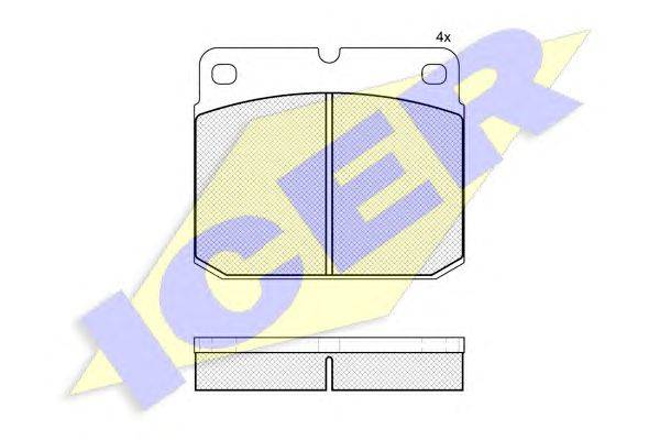 Комплект тормозных колодок, дисковый тормоз ICER 121029