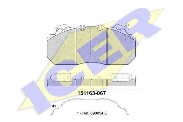 Комплект тормозных колодок, дисковый тормоз ICER 151163067