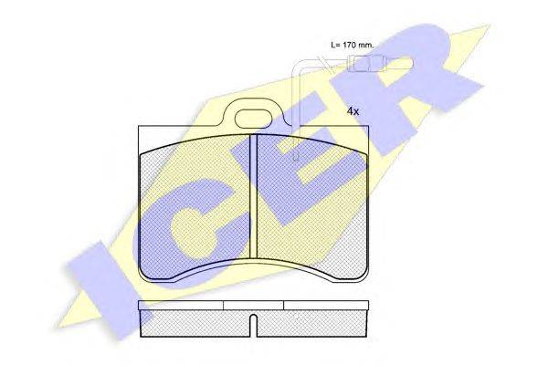 Комплект тормозных колодок, дисковый тормоз ICER 180175