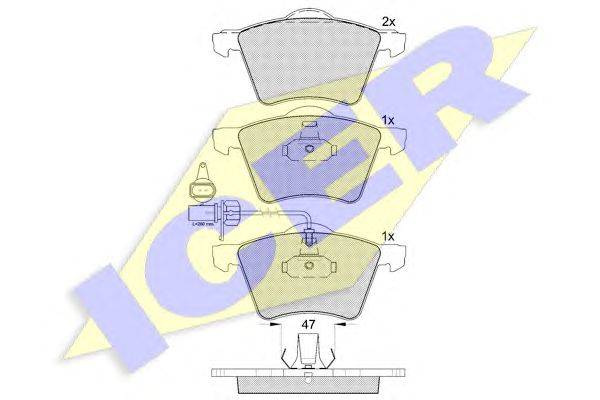 Комплект тормозных колодок, дисковый тормоз ICER 23418