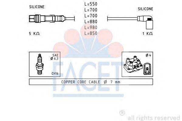 Комплект проводов зажигания FACET 49605