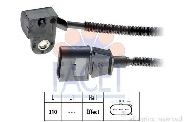 Датчик импульсов; Датчик импульсов, маховик; Датчик частоты вращения, управление двигателем; Датчик, положение распределительного вала; Датчик частоты вращения, автоматическая коробка передач FACET 9.0456