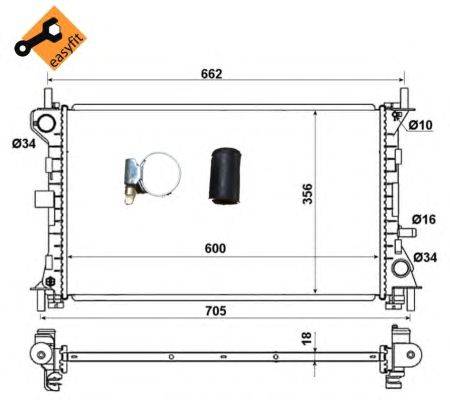 Радиатор, охлаждение двигателя NRF 509615