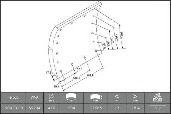 Комплект тормозных башмаков, барабанные тормоза BERAL 59234