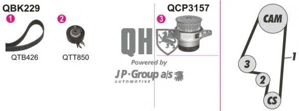 Водяной насос + комплект зубчатого ремня JP GROUP QBPK2290