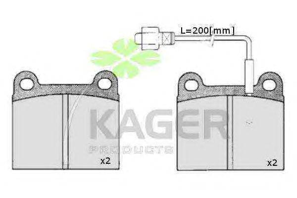Комплект тормозных колодок, дисковый тормоз KAGER 20548