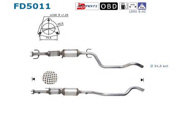 Сажевый / частичный фильтр, система выхлопа ОГ AS FD5011