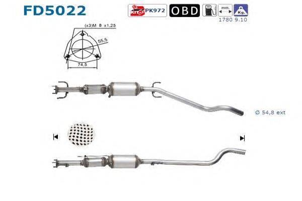 Сажевый / частичный фильтр, система выхлопа ОГ AS FD5022