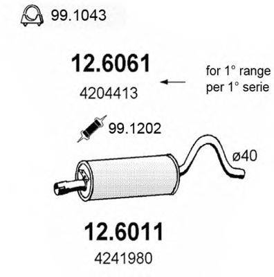 Средний глушитель выхлопных газов ASSO 12.6011