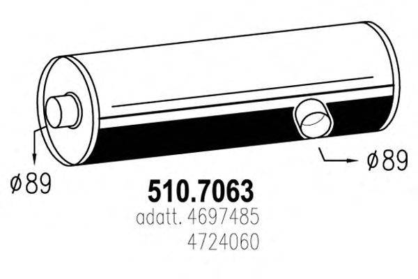 Средний / конечный глушитель ОГ ASSO 510.7063