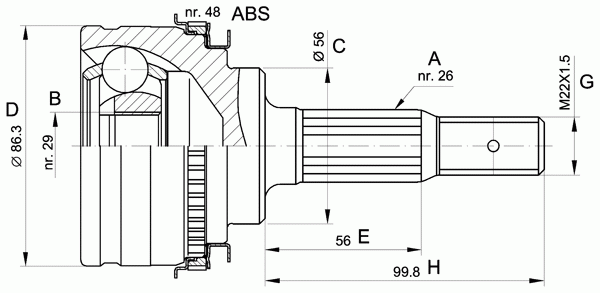 Шарнирный комплект, приводной вал OPEN PARTS CVJ5342.10