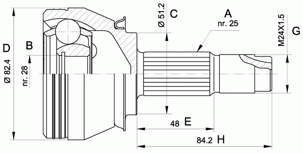 Шарнирный комплект, приводной вал OPEN PARTS CVJ5524.10