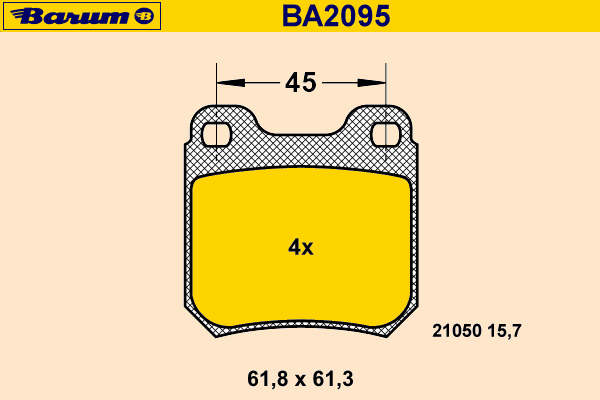 Комплект тормозных колодок, дисковый тормоз BARUM BA2095