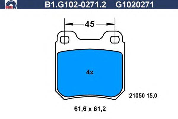 Комплект тормозных колодок, дисковый тормоз GALFER B1.G102-0271.2