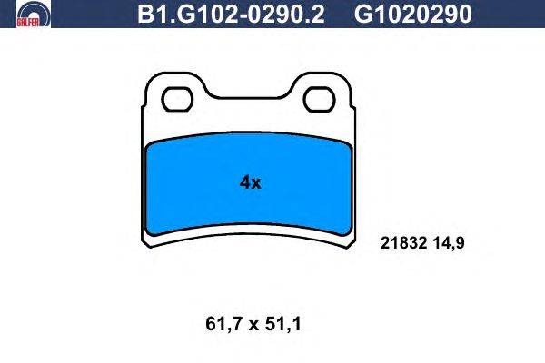 Комплект тормозных колодок, дисковый тормоз GALFER B1.G102-0290.2