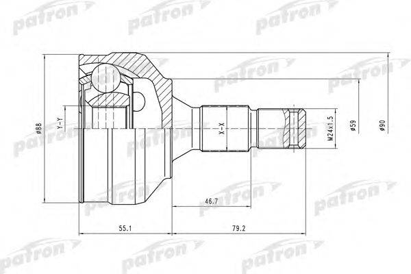 Шарнирный комплект, приводной вал PATRON PCV1455