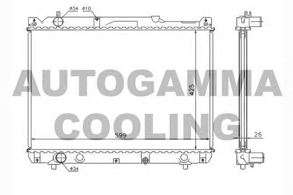 Радиатор, охлаждение двигателя AUTOGAMMA 104376