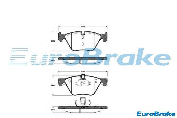 Комплект тормозных колодок, дисковый тормоз EUROBRAKE 5501221527