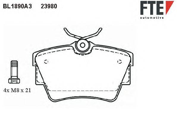 Комплект тормозных колодок, дисковый тормоз FTE BL1890A3