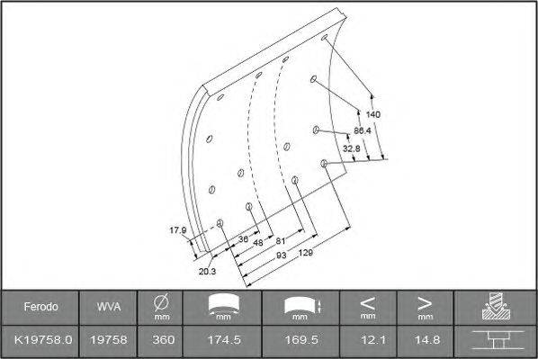 Комплект тормозных башмаков, барабанные тормоза VOLVO 3091438