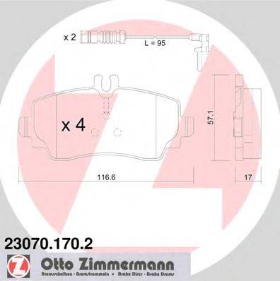 Комплект тормозных колодок, дисковый тормоз ZIMMERMANN 23070.170.2