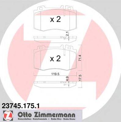 Комплект тормозных колодок, дисковый тормоз ZIMMERMANN 237451751