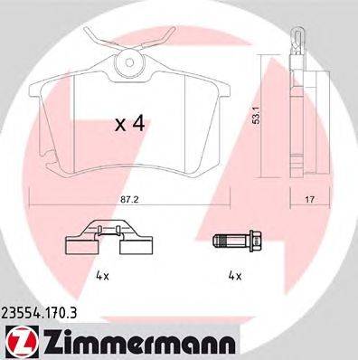 Комплект тормозных колодок, дисковый тормоз ZIMMERMANN 23554.170.3