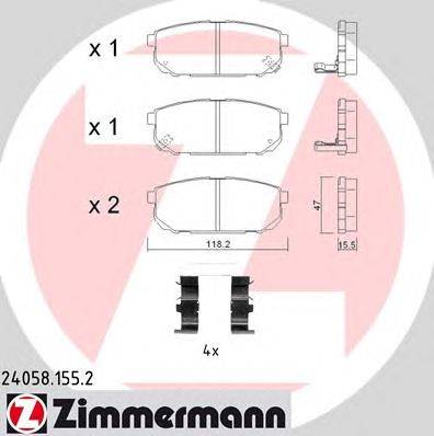 Комплект тормозных колодок, дисковый тормоз ZIMMERMANN 24058.155.2