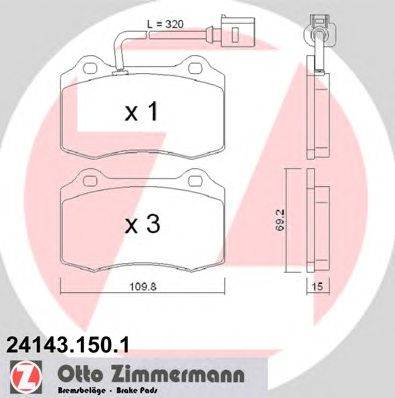 Комплект тормозных колодок, дисковый тормоз ZIMMERMANN 24143.150.1