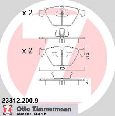 Комплект тормозных колодок, дисковый тормоз ZIMMERMANN 233122009