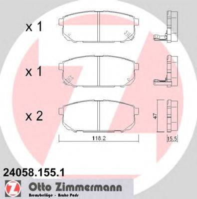 Комплект тормозных колодок, дисковый тормоз ZIMMERMANN 24058.155.1