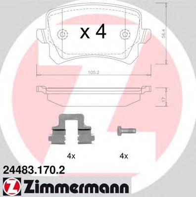 Комплект тормозных колодок, дисковый тормоз ZIMMERMANN 24483.170.2