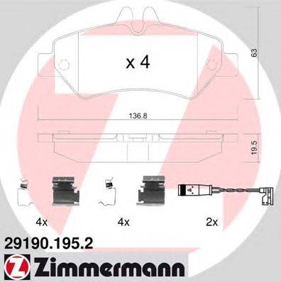 Комплект тормозных колодок, дисковый тормоз ZIMMERMANN 291901952