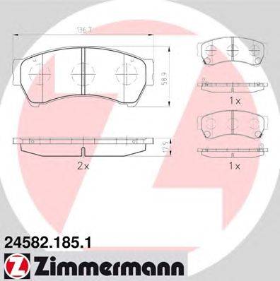 Комплект тормозных колодок, дисковый тормоз ZIMMERMANN 24582.185.1