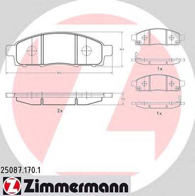 Комплект тормозных колодок, дисковый тормоз ZIMMERMANN 250871701