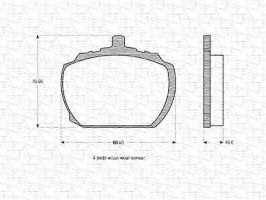 Комплект тормозных колодок, дисковый тормоз MAGNETI MARELLI 20365