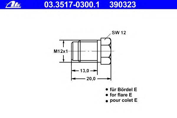 Резьбовая пробка, главный тормозной цилиндр MERCEDES-BENZ 0000002085