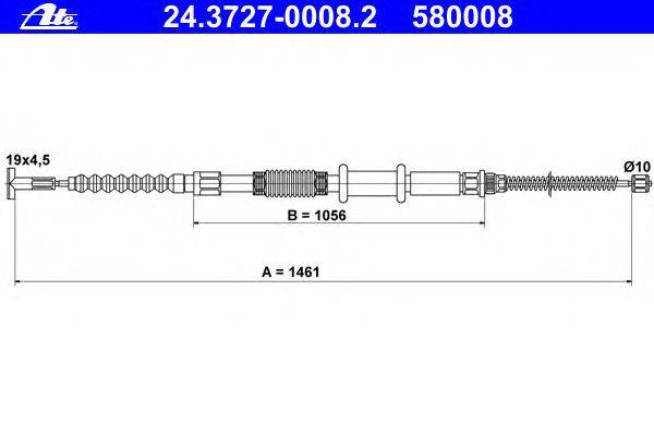 Трос, стояночная тормозная система ATE 24.3727-0008.2