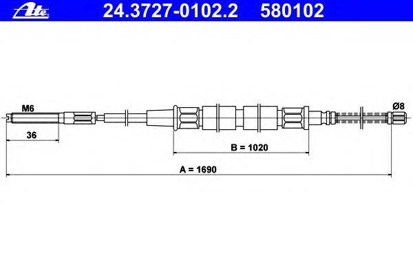 Трос, стояночная тормозная система ATE 24.3727-0102.2