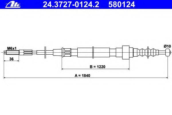 Трос, стояночная тормозная система ATE 24.3727-0124.2