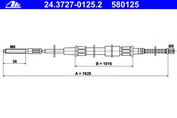 Трос, стояночная тормозная система ATE 24.3727-0125.2