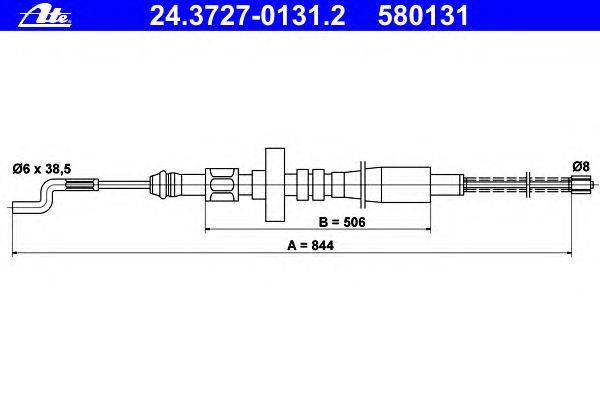 Трос, стояночная тормозная система ATE 24.3727-0131.2
