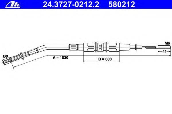 Трос, стояночная тормозная система ATE 24.3727-0212.2